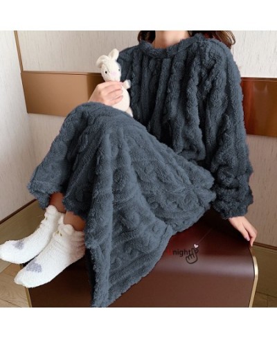 Large Bust Female Flannel Night Gown Thick Sleepwear Women Winter Night Dress Fleece Coral Loungewear Pajamas Pyjamas 4XL $53...