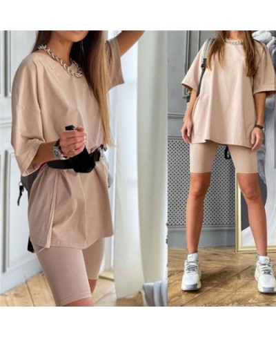 Casual Solid Outfits Women's Two Piece Suit With Belt Home Loose Sports Tracksuits Fashion Leisure Bicycle Suit Summer $30.53...