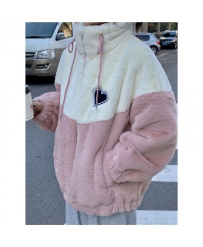 Winter Jacket Japanese Style color blocking Casual Hoodies Soft girl kawaii female student Korean loose Cardigan Sweater Coat...