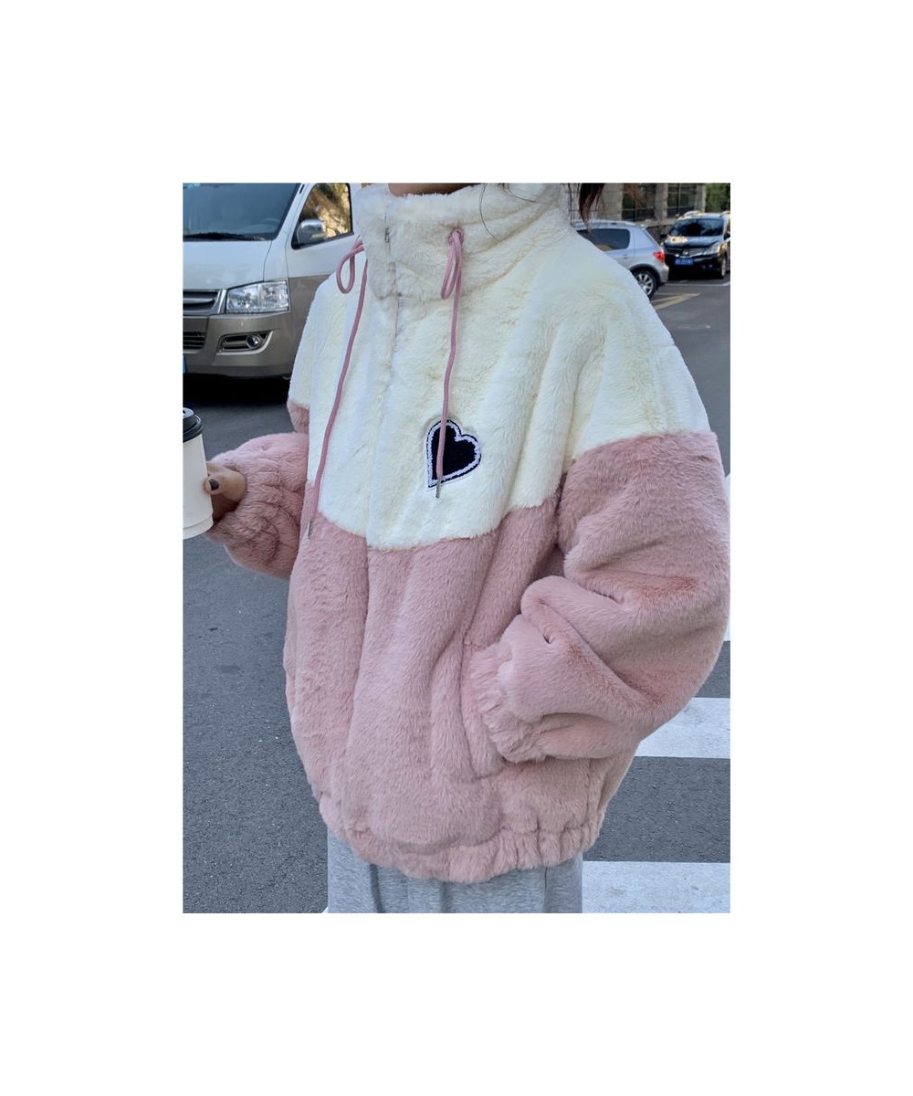 Winter Jacket Japanese Style color blocking Casual Hoodies Soft girl kawaii female student Korean loose Cardigan Sweater Coat...