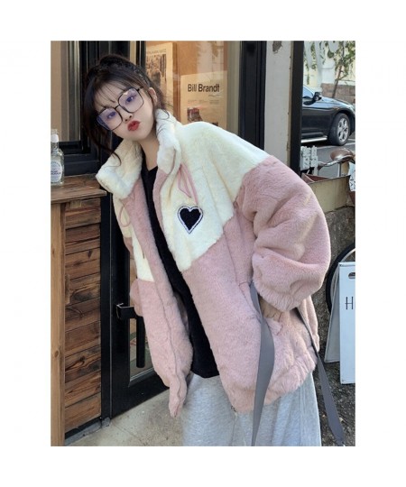 Winter Jacket Japanese Style color blocking Casual Hoodies Soft girl kawaii female student Korean loose Cardigan Sweater Coat...