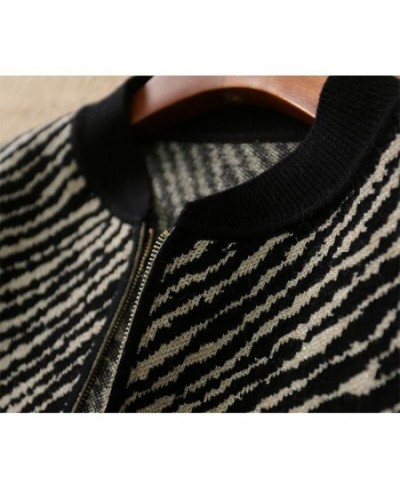 Autumn Winter Striped Zipper Sweater Coat Ladies Loose Casual Y2K All-match Jacket Top Women Fashion Knitting Cardigan Outwea...