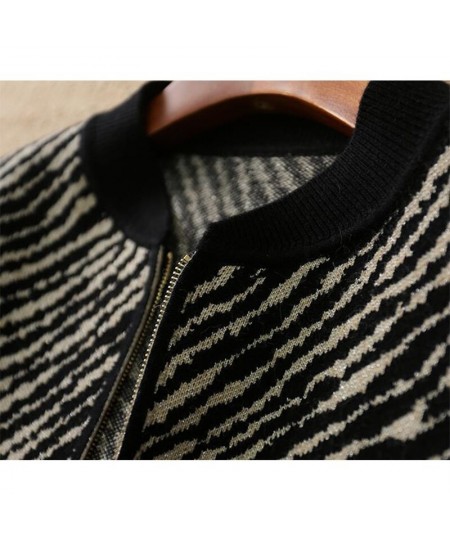 Autumn Winter Striped Zipper Sweater Coat Ladies Loose Casual Y2K All-match Jacket Top Women Fashion Knitting Cardigan Outwea...