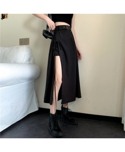 Women's Clothing Casual Solid Color Split Skirt Summer Fashionable Korean All-match High Waist A-Line Loose Skirt for Female ...