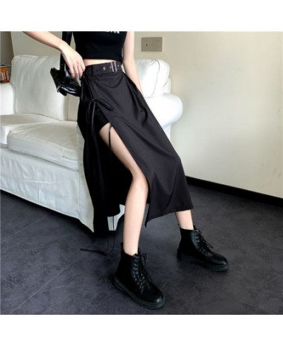 Women's Clothing Casual Solid Color Split Skirt Summer Fashionable Korean All-match High Waist A-Line Loose Skirt for Female ...