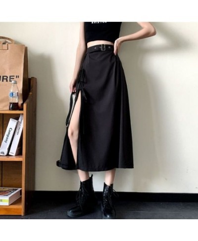 Women's Clothing Casual Solid Color Split Skirt Summer Fashionable Korean All-match High Waist A-Line Loose Skirt for Female ...