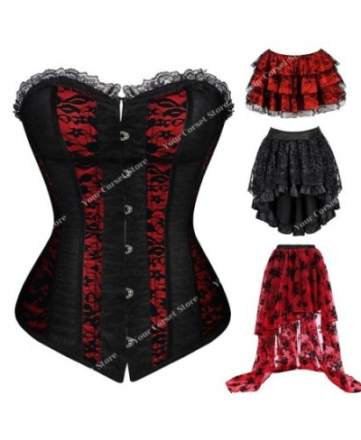 Corset Top Bustier Woman Sexy Dress Gothic Corsets Plus Size Lace Up Corset Lingerie Skirt With Zipper Black Red Corsé White ...