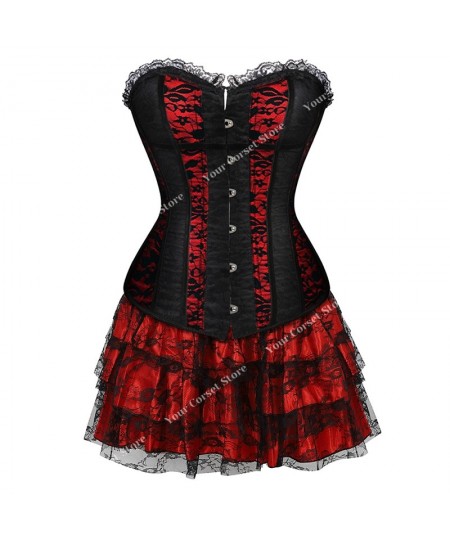 Corset Top Bustier Woman Sexy Dress Gothic Corsets Plus Size Lace Up Corset Lingerie Skirt With Zipper Black Red Corsé White ...