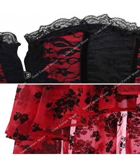 Corset Top Bustier Woman Sexy Dress Gothic Corsets Plus Size Lace Up Corset Lingerie Skirt With Zipper Black Red Corsé White ...