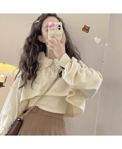 Lace Japanese Kawaii Sweet Women's Blouses Long Sleeve Korean Fashion Cute Blouses Loose Casual Designer Clothing Autumn 2022...