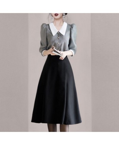 Spring French Vintage Casual Chiffon Shirt Tops Black Skirt Two-piece Elegant Women Skirt Suit Office Manager Outfits $45.19 ...