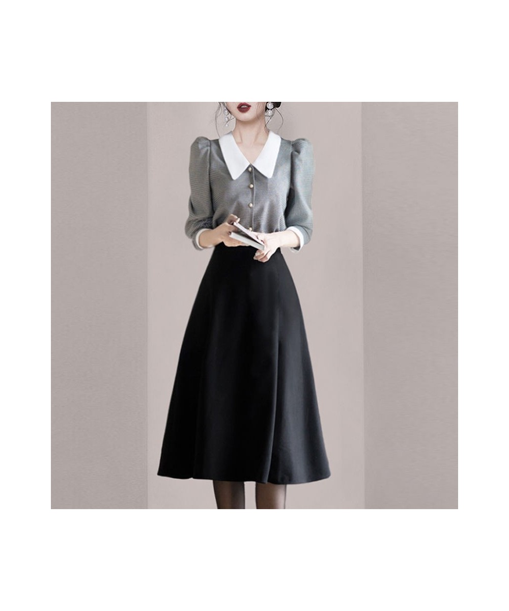 Spring French Vintage Casual Chiffon Shirt Tops Black Skirt Two-piece Elegant Women Skirt Suit Office Manager Outfits $45.19 ...