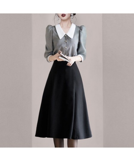 Spring French Vintage Casual Chiffon Shirt Tops Black Skirt Two-piece Elegant Women Skirt Suit Office Manager Outfits $45.19 ...