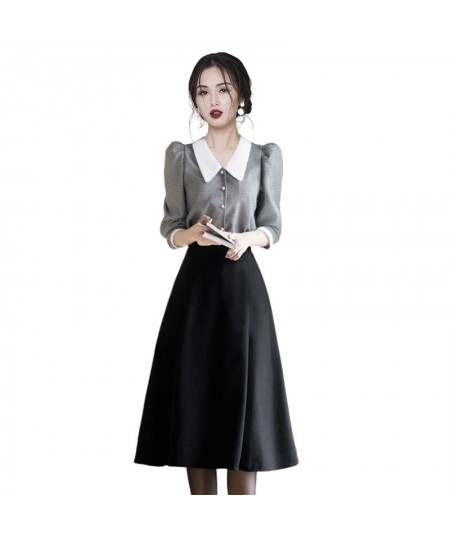 Spring French Vintage Casual Chiffon Shirt Tops Black Skirt Two-piece Elegant Women Skirt Suit Office Manager Outfits $45.19 ...