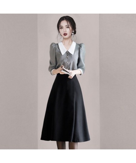 Spring French Vintage Casual Chiffon Shirt Tops Black Skirt Two-piece Elegant Women Skirt Suit Office Manager Outfits $45.19 ...