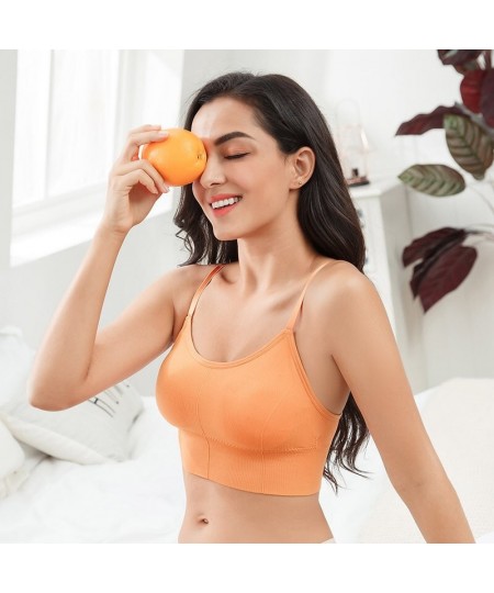 Women's Adjustable Breathable Gathering No Underwire Strapless Underwear Top Bra Girls seamless Sports Bra Women's Underwear ...