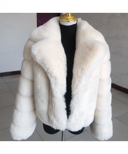 2022 Women's Faux Fur Jacket Winter Warm Fur Jacket Popular Suit Collar Style Faux Fox Fur Jacket Fake Fur Jacket Fluffy Fur ...