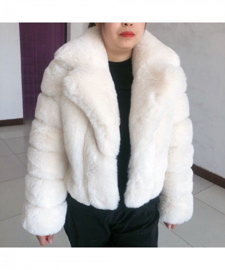 2022 Women's Faux Fur Jacket Winter Warm Fur Jacket Popular Suit Collar Style Faux Fox Fur Jacket Fake Fur Jacket Fluffy Fur ...