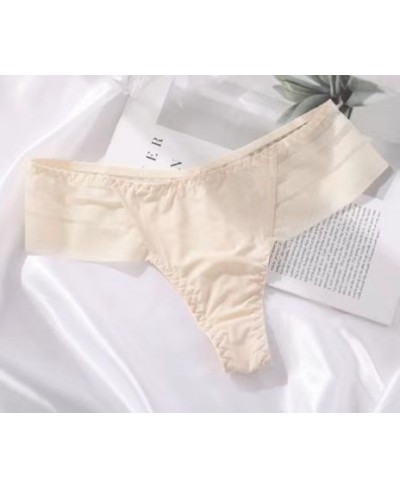 Women G-string Ice silk Seamless Underwear Sexy Stripe Breathable Briefs Female Underpants Thong Solid Lingerie Low Rise $11....