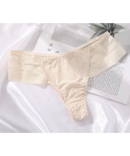 Women G-string Ice silk Seamless Underwear Sexy Stripe Breathable Briefs Female Underpants Thong Solid Lingerie Low Rise $11....