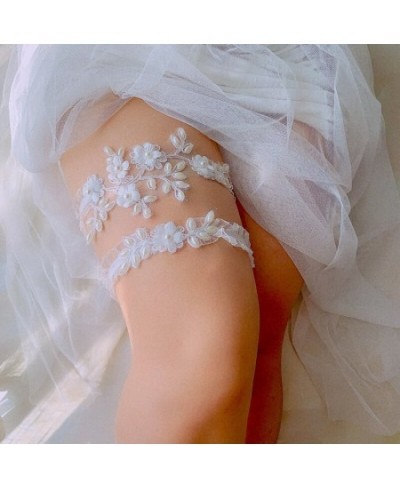 2pcs Wedding Garter Pearl Mesh Lace Leg Ring White Sexy Garters Thigh Ring Bridal Leg Garte Gift For Wife Women Bride $23.49 ...