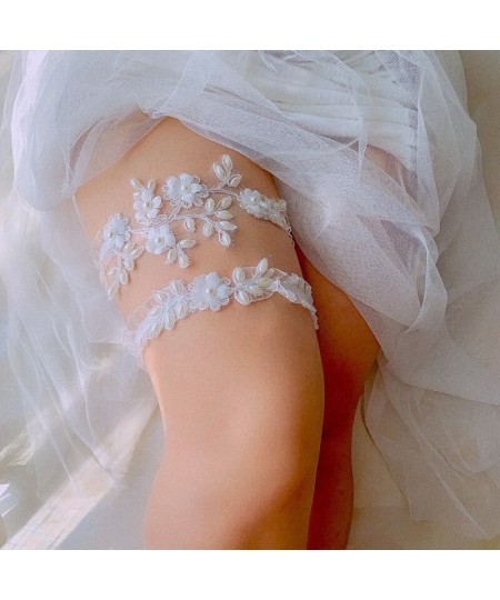 2pcs Wedding Garter Pearl Mesh Lace Leg Ring White Sexy Garters Thigh Ring Bridal Leg Garte Gift For Wife Women Bride $23.49 ...