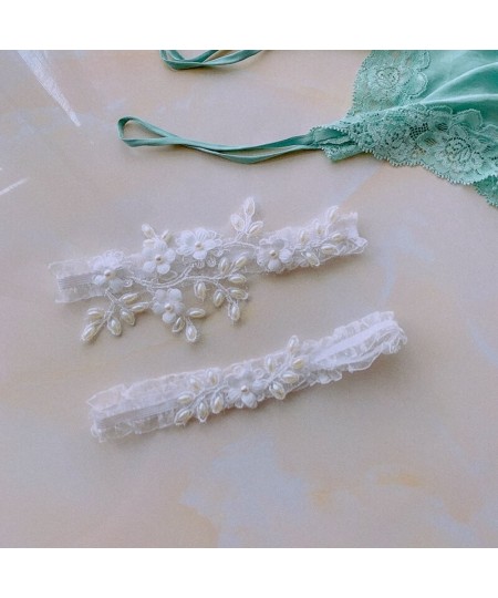 2pcs Wedding Garter Pearl Mesh Lace Leg Ring White Sexy Garters Thigh Ring Bridal Leg Garte Gift For Wife Women Bride $23.49 ...