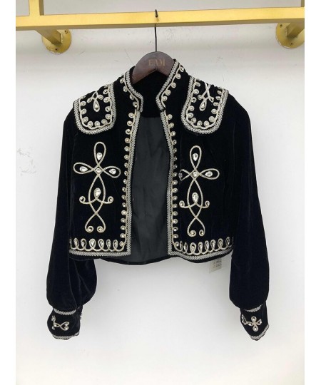 Women Vintage Diamond Button Braided Floral Velvet Jacket New Long Sleeve Fashion Spring Winter 2023 11D3048 $101.87 - Jacket...