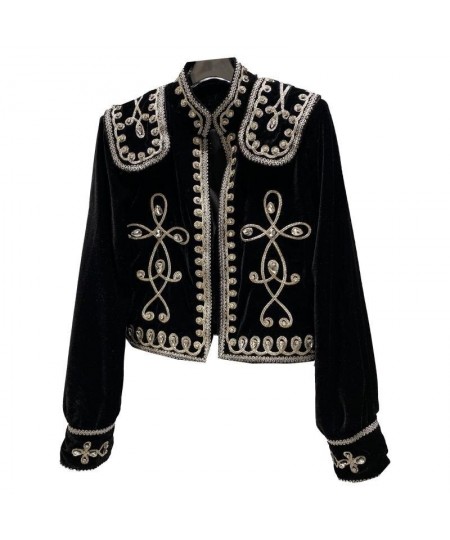 Women Vintage Diamond Button Braided Floral Velvet Jacket New Long Sleeve Fashion Spring Winter 2023 11D3048 $101.87 - Jacket...