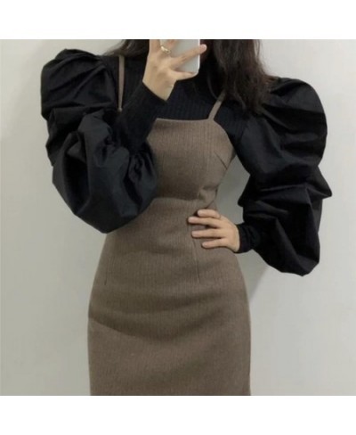 Stylish Solid Color Spliced Puff Sleeve Folds Blouse Female Clothing 2023 Spring New Korean Pullovers Loose Office Lady Shirt...