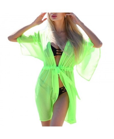 Womens Summer Bikini Smock Fashion Solid Color Bandage Cover Up High Waist Cardigan Beach Dress $23.05 - Swimsuit