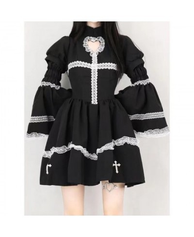 Harajuku Maid Kawaii Lolita Dress Women Costumes Hollow Out Aesthetic Cosplay Lace Trim Y2k Clothes Anime Dresses Woman $58.1...