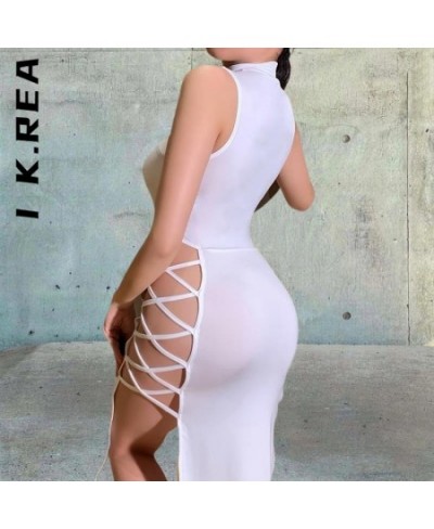 80% polyester Women Summer Lace Up Bandage Party Dress Side Split Wrap Dresses Sexy Slim Clubwear Party Long Vestidos $24.74 ...