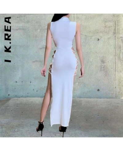 80% polyester Women Summer Lace Up Bandage Party Dress Side Split Wrap Dresses Sexy Slim Clubwear Party Long Vestidos $24.74 ...