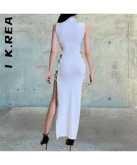 80% polyester Women Summer Lace Up Bandage Party Dress Side Split Wrap Dresses Sexy Slim Clubwear Party Long Vestidos $24.74 ...