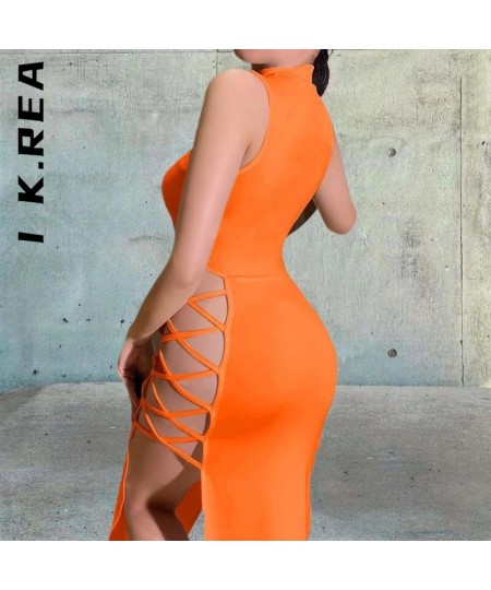 80% polyester Women Summer Lace Up Bandage Party Dress Side Split Wrap Dresses Sexy Slim Clubwear Party Long Vestidos $24.74 ...