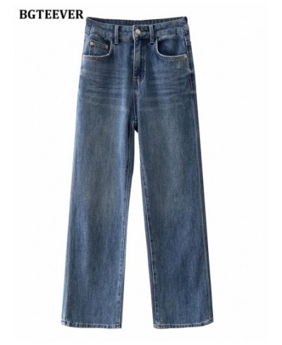 Casual Loose Long Denim Jeans Pants for Women High Waist Single Button Ladies Wide Leg Jeans Trousers $53.10 - Jeans