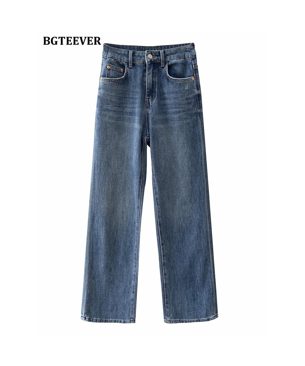 Casual Loose Long Denim Jeans Pants for Women High Waist Single Button Ladies Wide Leg Jeans Trousers $53.10 - Jeans