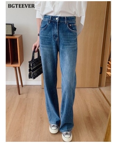 Casual Loose Long Denim Jeans Pants for Women High Waist Single Button Ladies Wide Leg Jeans Trousers $53.10 - Jeans