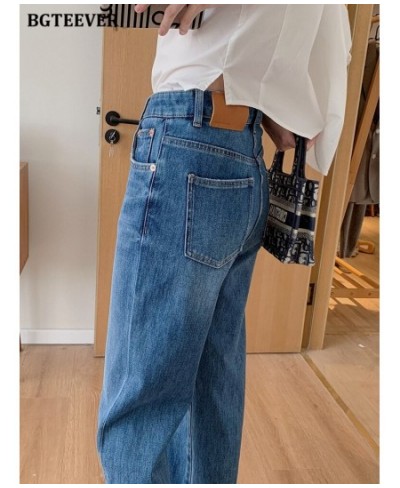 Casual Loose Long Denim Jeans Pants for Women High Waist Single Button Ladies Wide Leg Jeans Trousers $53.10 - Jeans