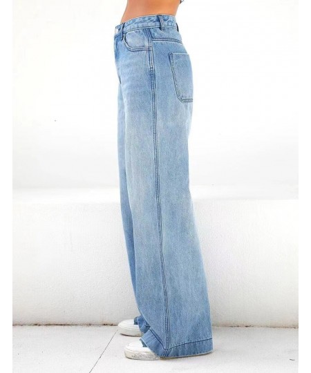 Women's Jeans 2023 Summer Vintage High Waist Ladies Straight Denim Pants Fashion Solid Colour Wide Leg Female Trouser $53.65 ...