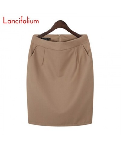 Summer Women Thin Backless Split Pocket Office Ladies Skirts High Waist Bodycon Formal Knee Length Elegant Pencil Skirt 2022 ...