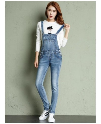 2023 Spring and Autumn High Waist Elastic Slim Fit Student One Piece Sling Jeans Small Feet Denim Strap Pants $59.05 - Jeans