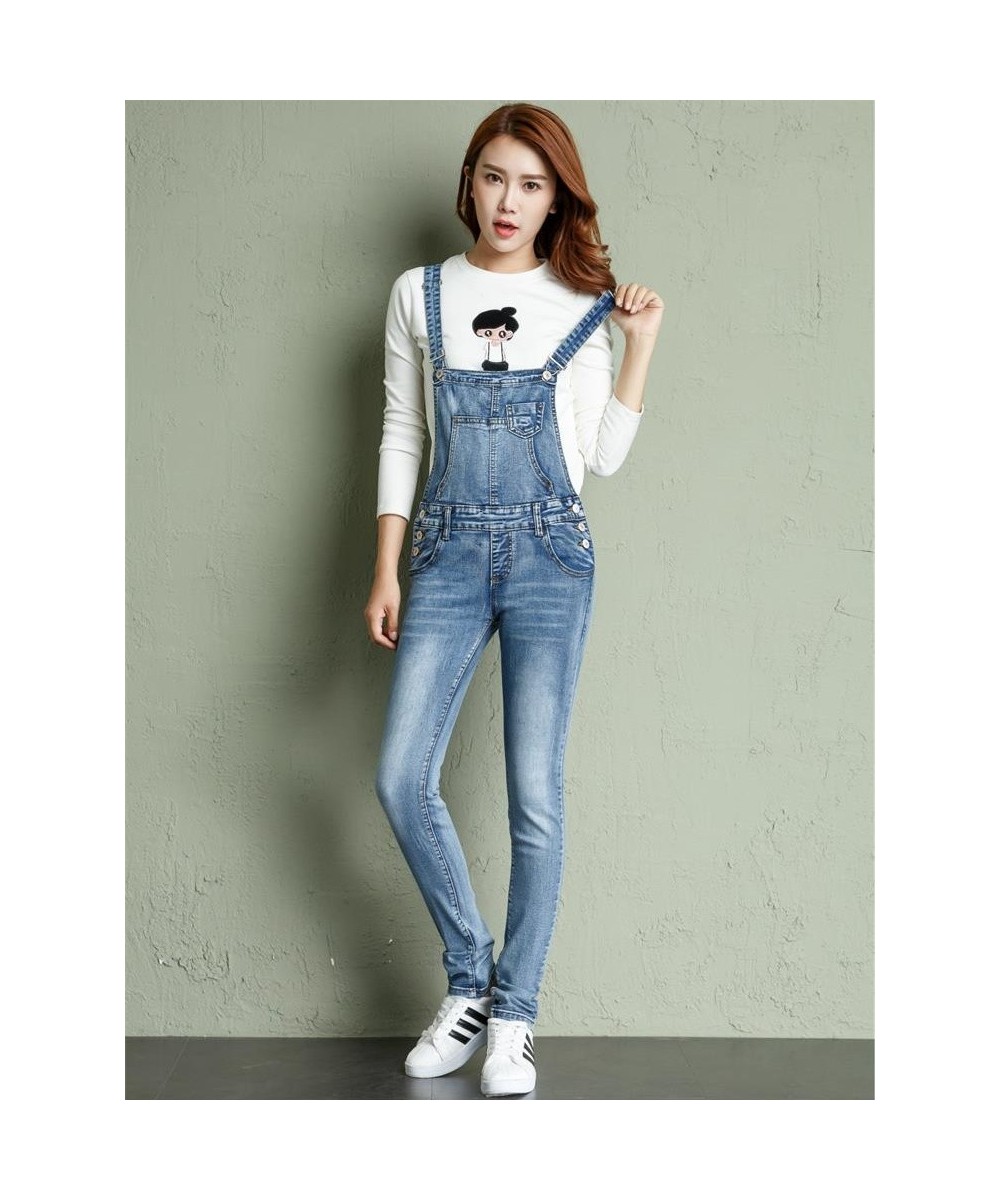 2023 Spring and Autumn High Waist Elastic Slim Fit Student One Piece Sling Jeans Small Feet Denim Strap Pants $59.05 - Jeans