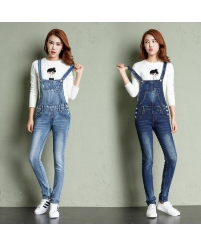 2023 Spring and Autumn High Waist Elastic Slim Fit Student One Piece Sling Jeans Small Feet Denim Strap Pants $59.05 - Jeans