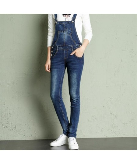 2023 Spring and Autumn High Waist Elastic Slim Fit Student One Piece Sling Jeans Small Feet Denim Strap Pants $59.05 - Jeans