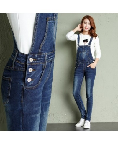 2023 Spring and Autumn High Waist Elastic Slim Fit Student One Piece Sling Jeans Small Feet Denim Strap Pants $59.05 - Jeans