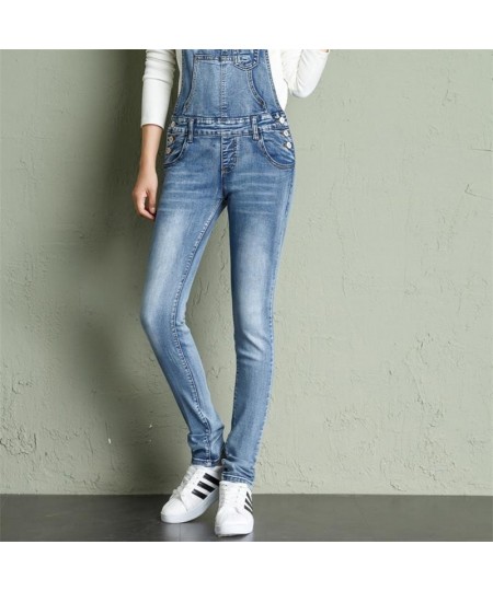 2023 Spring and Autumn High Waist Elastic Slim Fit Student One Piece Sling Jeans Small Feet Denim Strap Pants $59.05 - Jeans