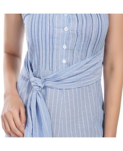 Summer Sleeveless Jumpsuits Striped Female Sexy Off Shoulder Jumpsuits Casual Lace-Up Lady Beach Rompers $47.50 - Jumpsuits