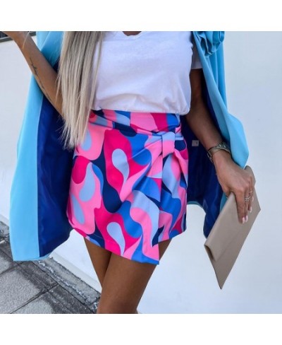 Fashion Geometric Printed Shorts Pants 2023 Summer Elegant High Waist Pleated Skirts Short Women Casual Straight Short Trouse...